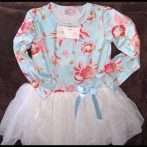 Aqua with Beautiful Flowers🌸and White tulle dress